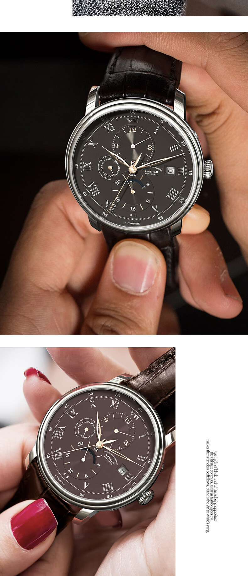 BORMAN Bauhaus Men's Mechanical Watch, Fully Automatic, Water-Resistant 3801, Silver Hands, Apricot Dial, Steel Strap 14