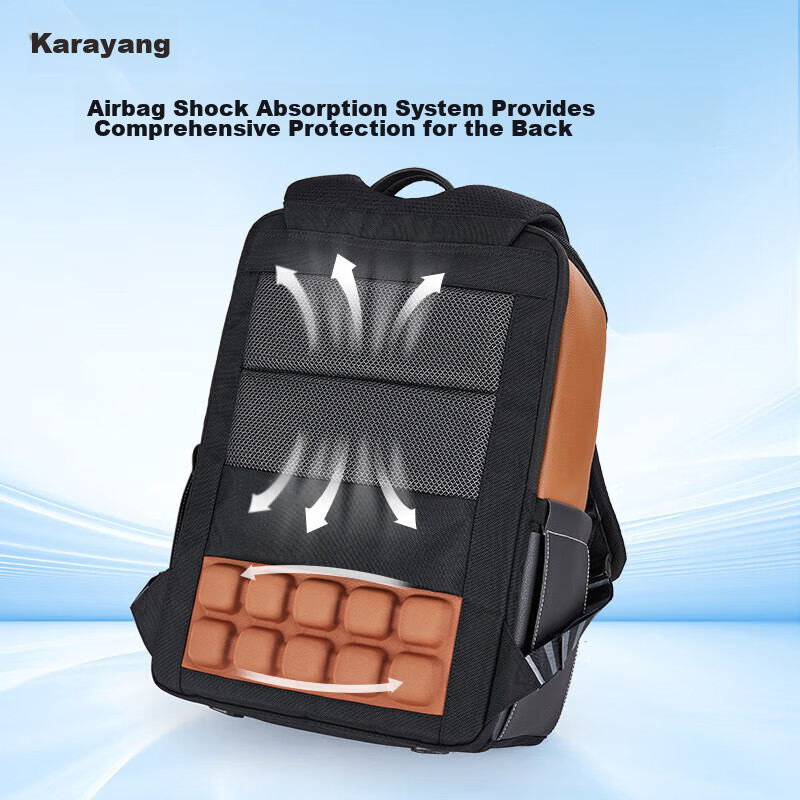 KALA·Y Airbag-Reducing Laptop Bag, Business Large Capacity 15.6-Inch Backpack, Unisex Shoulder Bag, 5213 Black