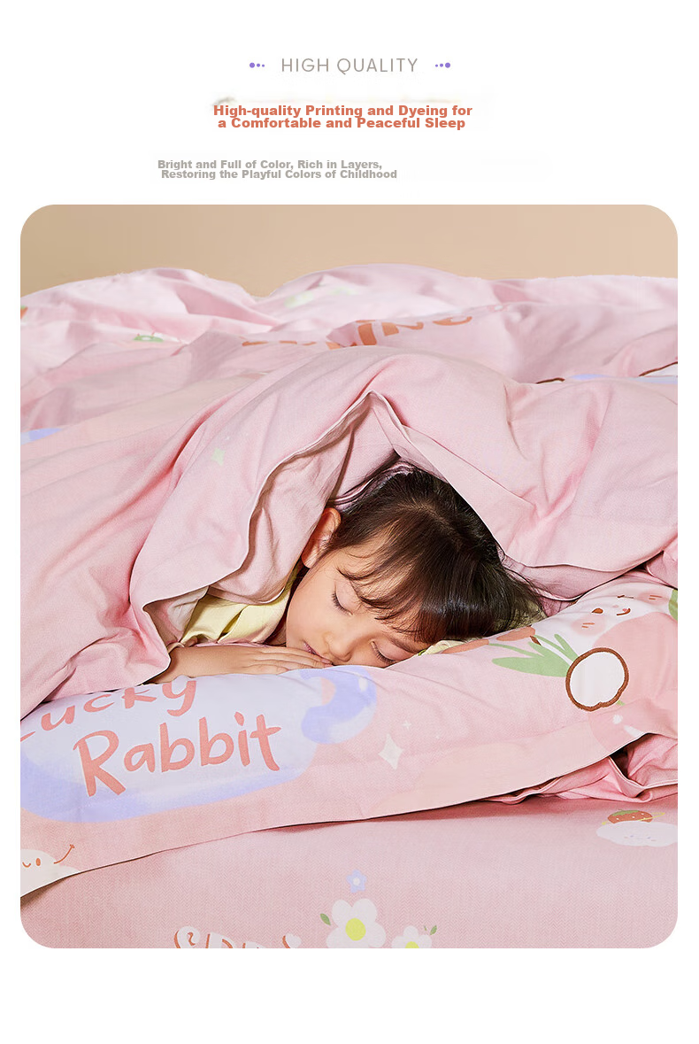 Luolaikids Three-Piece Set, Maternal And Infant Class A Pure Cotton Brushed Dormitory Single Bed Fitted Sheet, Duvet Cover, Pillowcase 11
