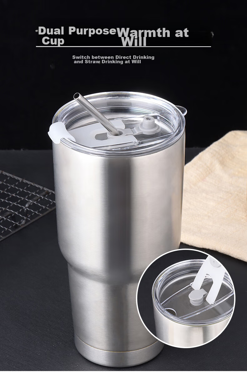 BJ 304 Stainless Steel Ice Cup, Insulated Mug, Large Capacity Water Bottle, Coffee Cup, 900ML with Straw + Straw Brush 6