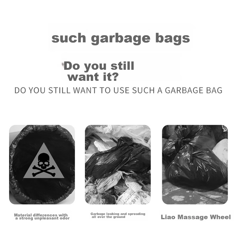 Mandelai Thickened Garbage Bags, Flat Top, 60*80cm, Double-Sided 3 Mil Thickness, 50 Count, Medium to Large Size Plastic Bags for Trash Can, Black 3
