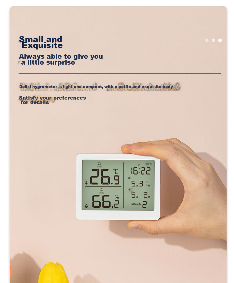 Deli Indoor Temperature And Humidity Meter, LCD Electronic Thermometer And Hygrometer, Gift for Elderly And Children, Birthday Present with Alarm Function, Baby Room Office Supplies, White LE503-WH 6