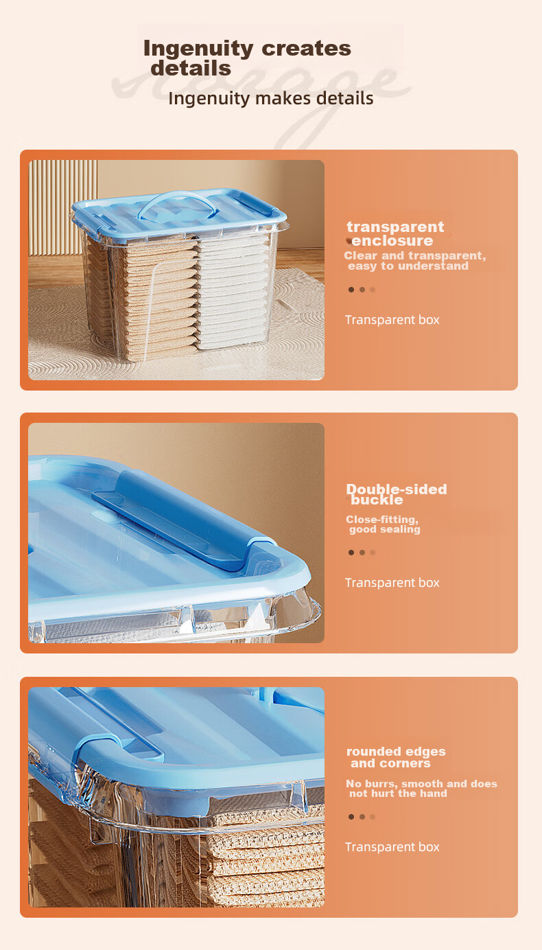 JEKO&JEKO Plastic Storage Box, Toy Organizer, Snack Container, Medicine Box, Storage Bin, 12L Capacity, Set of 3 12