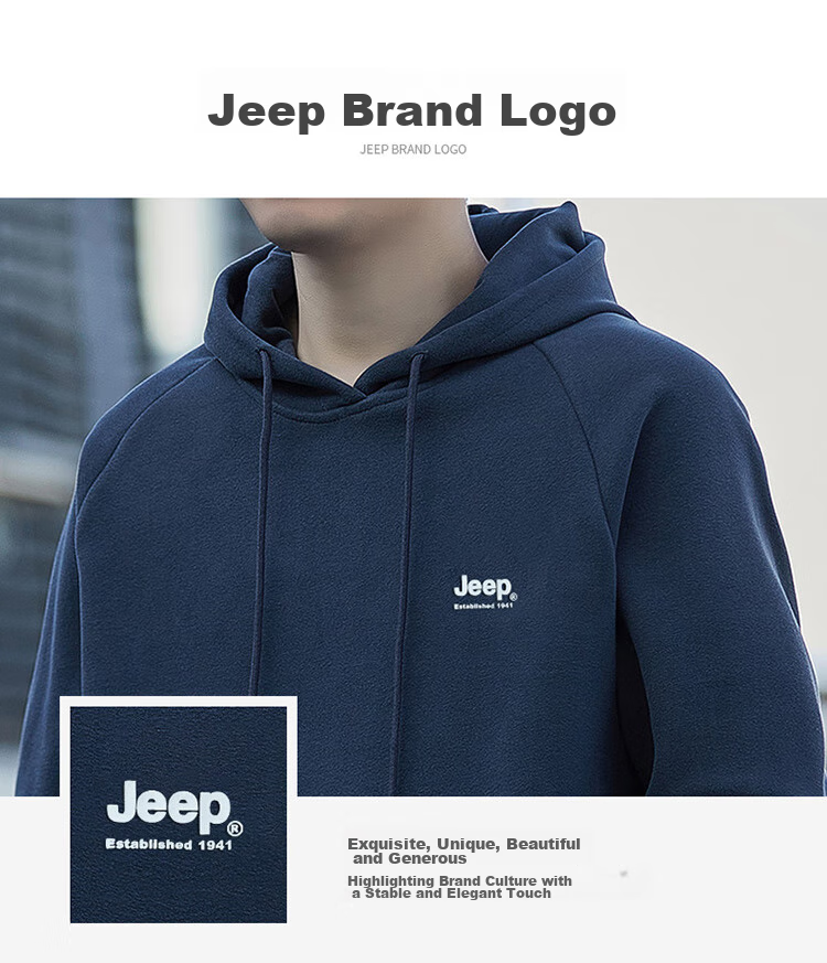JEEP Hoodie for Men, Spring And Autumn Season, Loose-Fitting Long-Sleeve T-Shirt, Trendy Heavyweight Clothing for Men, Black, XL 4