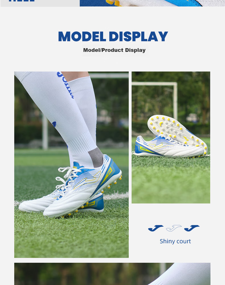 JOMA Adult Soccer Shoes for Men And Youth Students, MG Short Studs Breathable Professional Football Training Shoes, White And Blue, Size 39 7