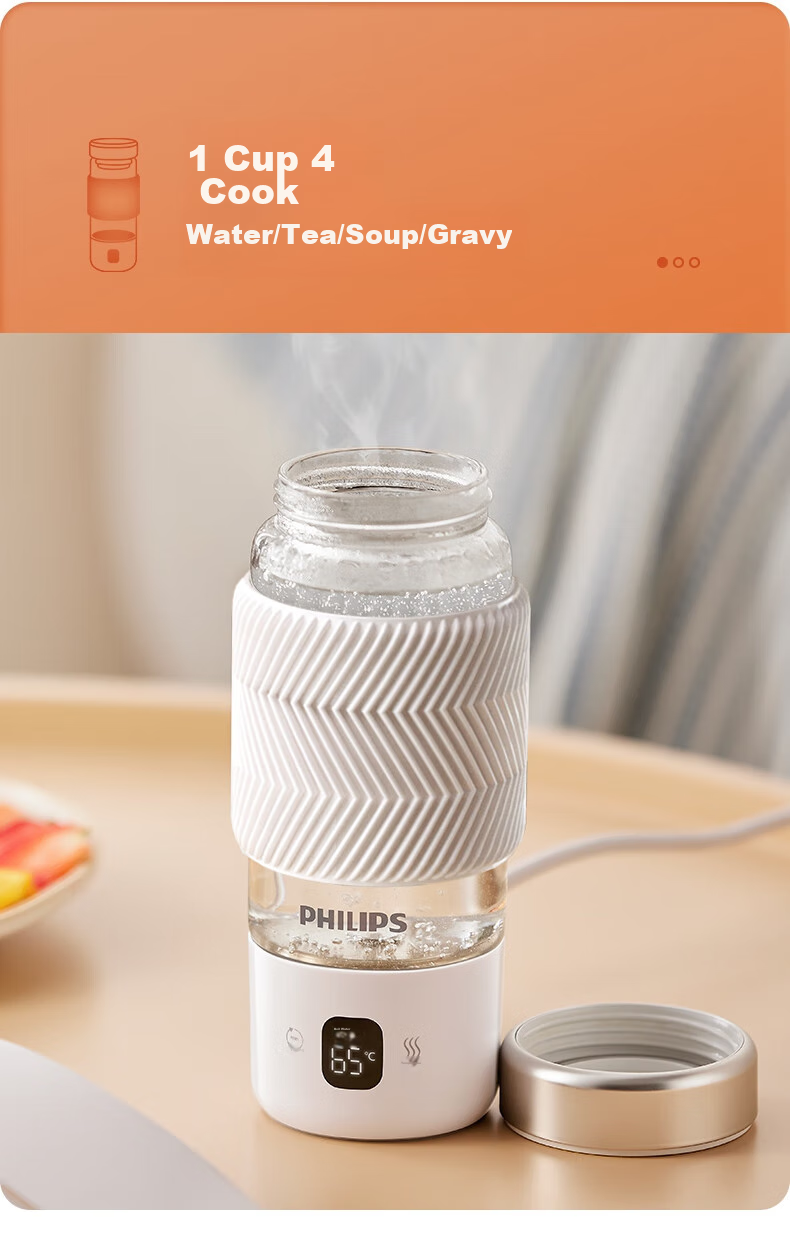 PHILIPS Portable Electric Kettle with Glass Lid for Health Pot, Mini Office Tea Maker with Infuser 4