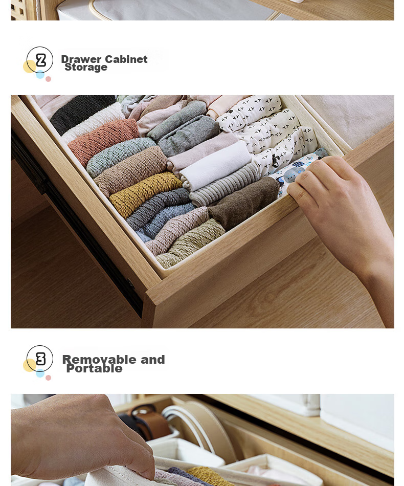 Jicang Wardrobe Storage Box, Home Fabric Drawer-Style Divided Storage, Underwear Organizer Box for Lingerie And Socks, Large Size 7