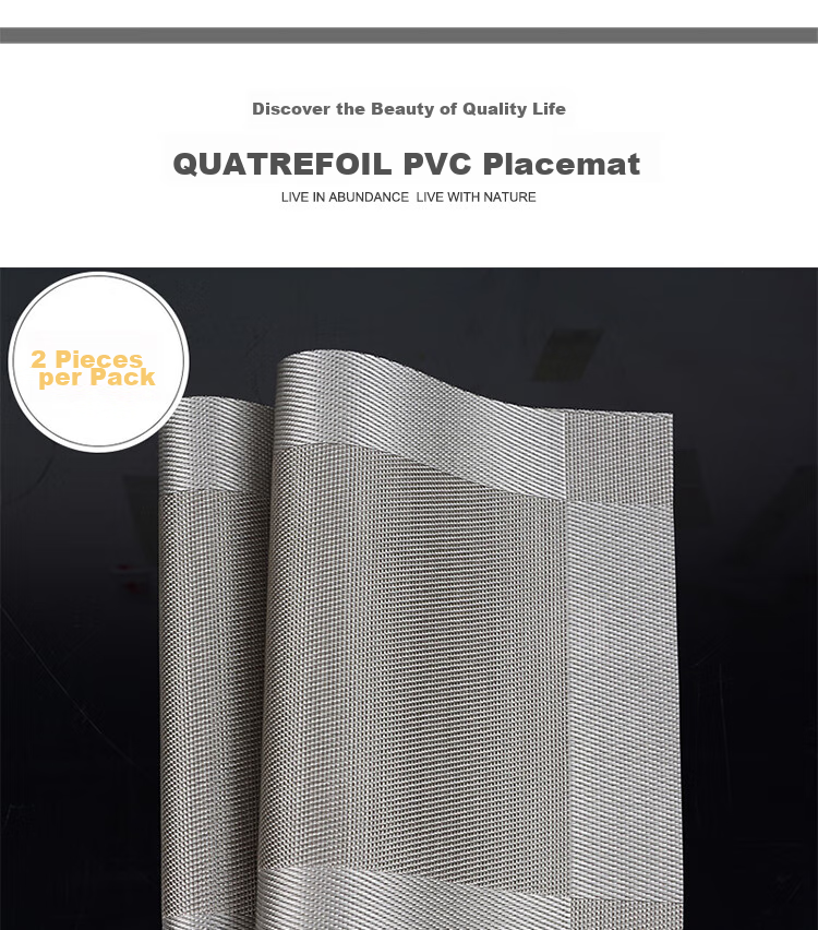 Quatrefoil Table Mat, Western-Style Placemat, Heat Insulation Pad, Pot Holder, Anti-Scalding, Coffee Table Cloth, Dining Plate Mat, Beige, 2-Piece Set 1