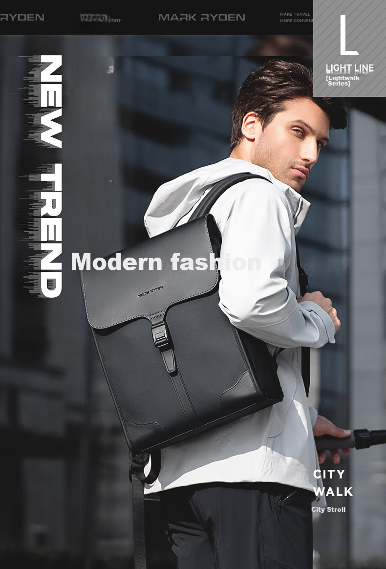MARK RYDEN Nordic Style Backpack for Men And Women, Magnetic Buckle Bookbag, Travel Bag, Simple Luxury Laptop Bag MR1611 1