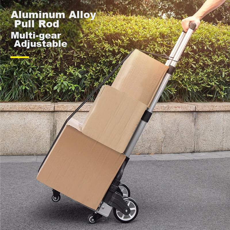Deli Foldable Luggage Cart, Utility Cart, Small Trolley, Suitcase, Flatbed Cart, Trailer, Shopping Cart for Groceries, Load Capacity 140 Ji
