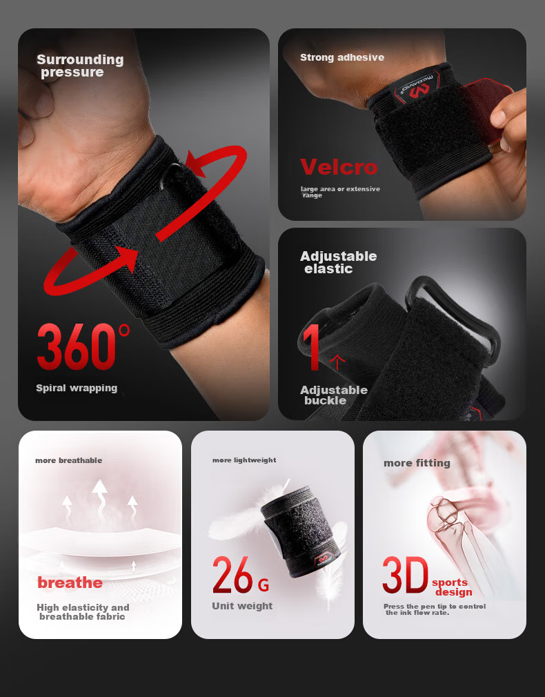 McDavid Tennis, Volleyball, Badminton Fitness Wrist Support Breathable Compression Band for Men And Women 513 Black L/XL 4
