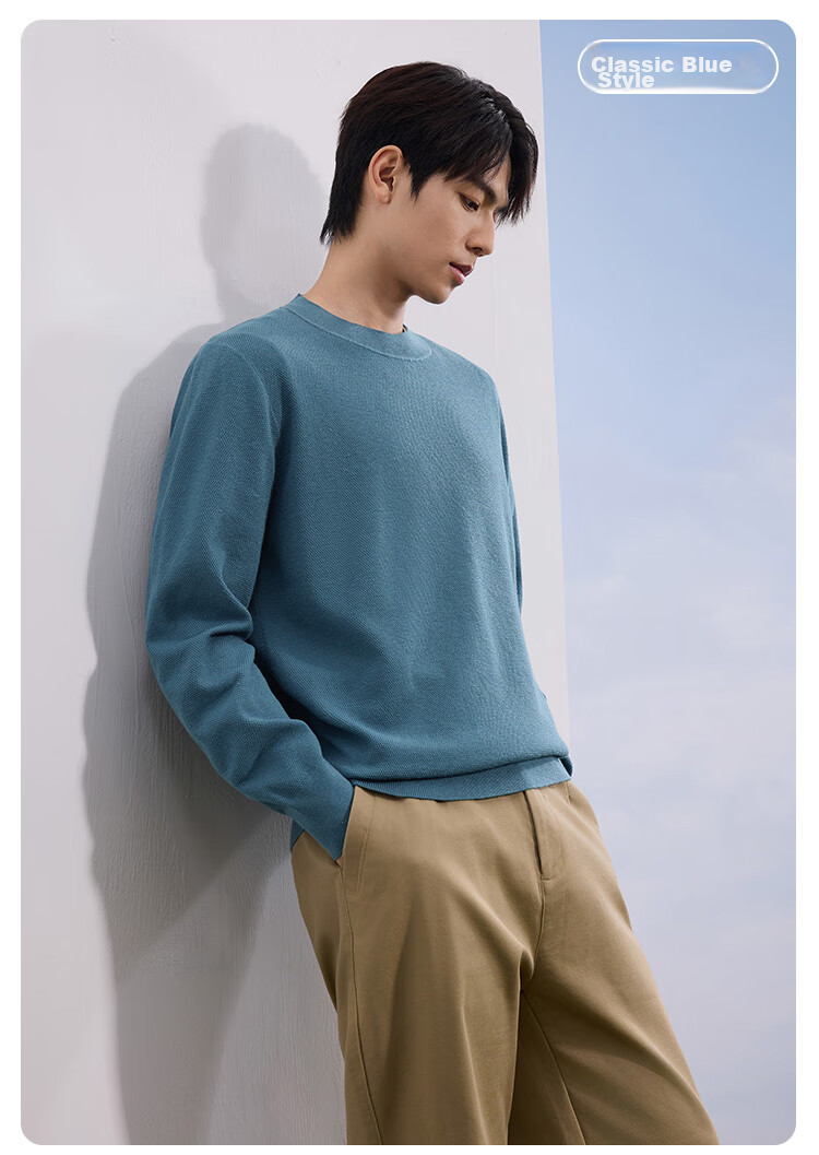 JD Original Sweater Knit Pullover for Men, Autumn And Winter Business Casual Warm Wool Base Layer, Black, M 19