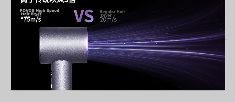 POVOS High-Speed Hair Dryer for Home Use, Negative Ion Hair Dryer, High-Power Quick-Drying Low-Noise PH9909 Amethyst Crystal Birthday Gift for Girlfriend Or Wife 4