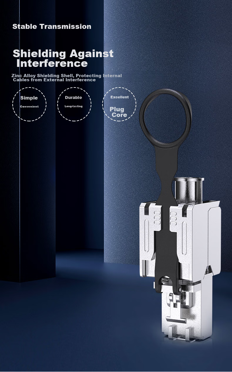 CNCOB Category 7 Ethernet Cable Connector, Tool-Free Engineering Grade CAT7 10 Gigabit Network Pull Ring Connector CN-8002 3