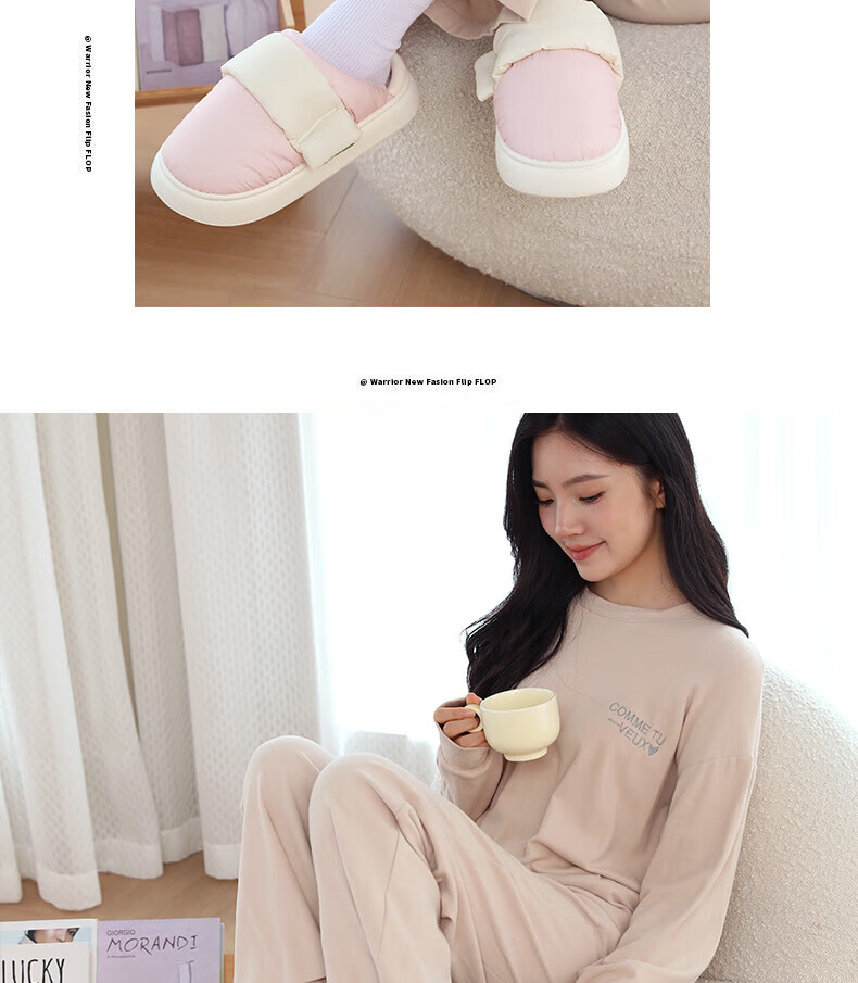 LangSha Winter Cotton Slippers for Women, Cute And Warm Home Slippers, Outdoor Waterproof Non-Slip Thick-Soled Maternity Shoes, Furry Cotton Shoes for Me 15