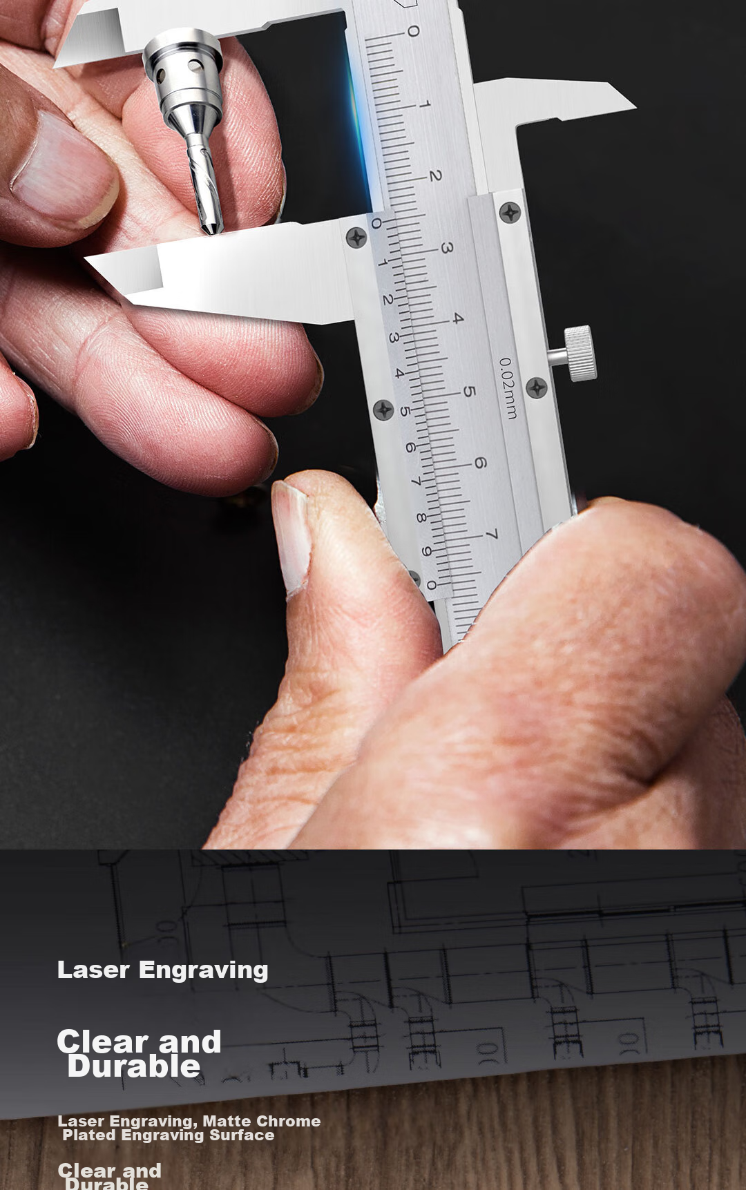 Deli Professional Precision Vernier Caliper High Accuracy Stainless Steel Mechanical Caliper 0-200mm Compliant with National Standards 7
