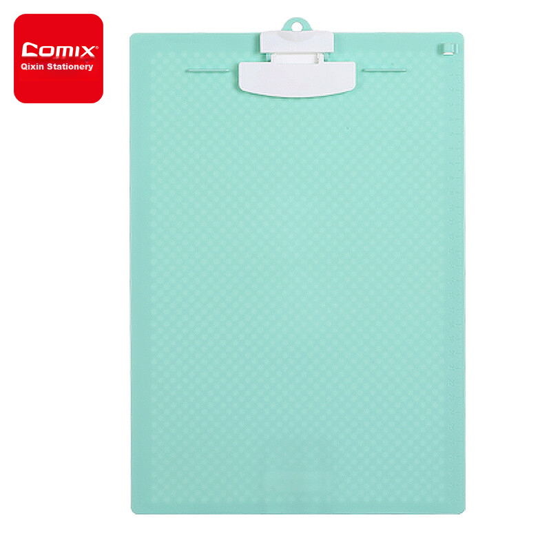 COMIX A4 Full Plastic Non-Slip Vertical Writing Clipboard, Strong Clip Plastic File Folder, Multifunctional Writing Pad, Office Supplies, Light Green A7689