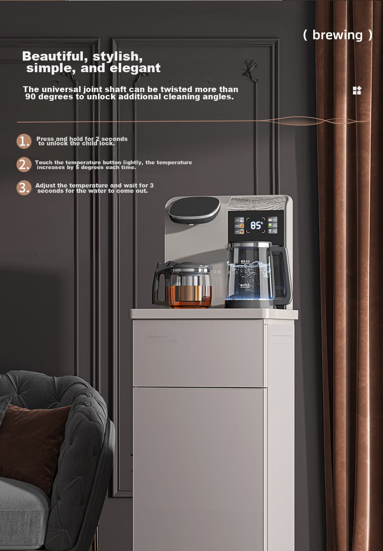 MeiLing Tea Bar Machine, Home Smart Voice-Controlled Multifunctional Remote Control Large Screen Upright Bottom-Placed Cooling And Heating One-Key Temperature Selection Water Dispenser, Cold And Hot Model MY-C575B (Shachu Mi) 8