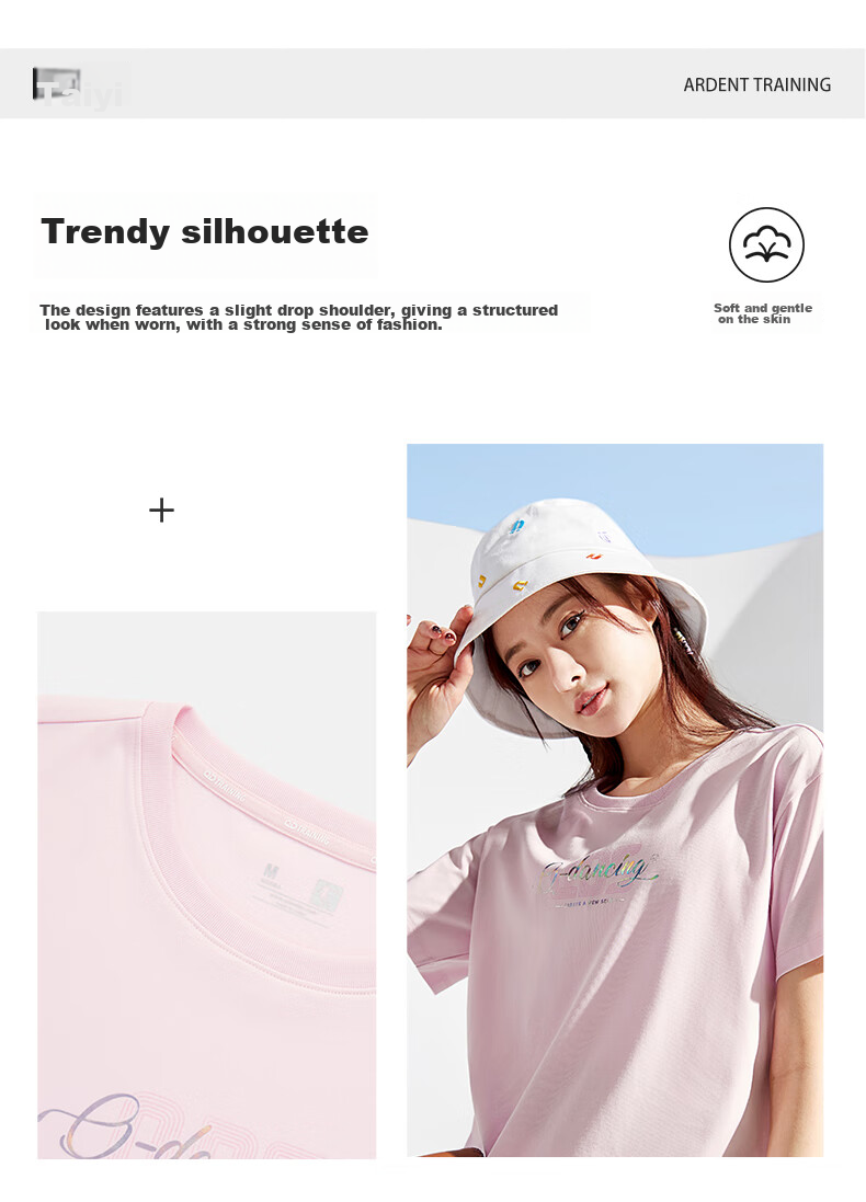QIAODAN Women's Short-Sleeve T-Shirt, Breathable Summer Round Neck Cotton Sports Casual Tee Top for Wome 5