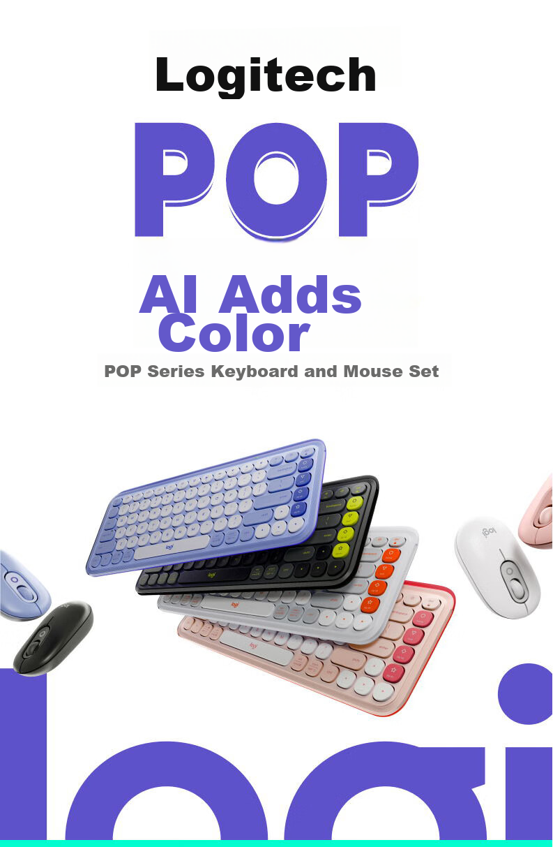 Logitech POP ICON COMBO Wireless Keyboard And Mouse Combo Set with Dual-Mode Connection, Customizable Buttons, Three-Device Pairing, Pink 1