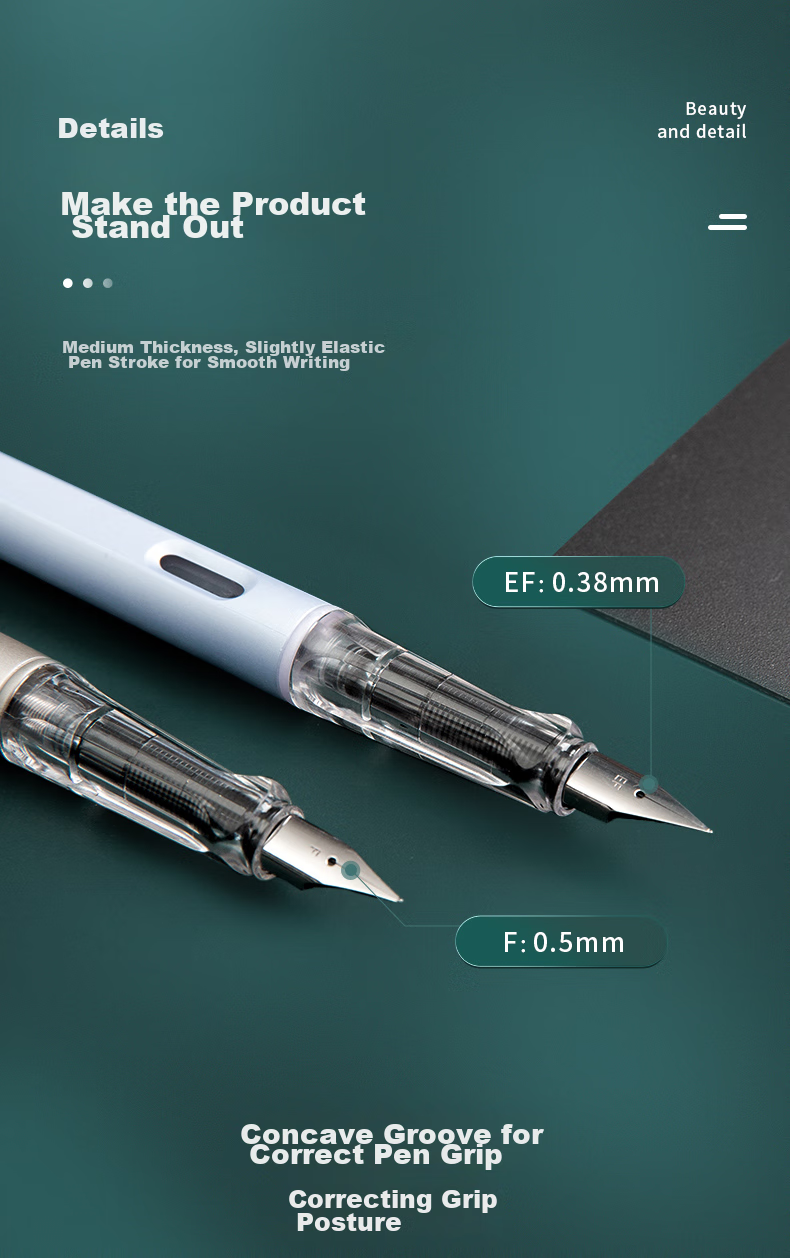 M&G Stationery, Elementary School Fountain Pen, Fine Nib for Male And Female Beginners, Back-To Handwriting Practice, Third Grade Posture Correction F Nib Signature Pen, Single Pen in Pearl Gray without Ink Cartridge AFPY522517 4