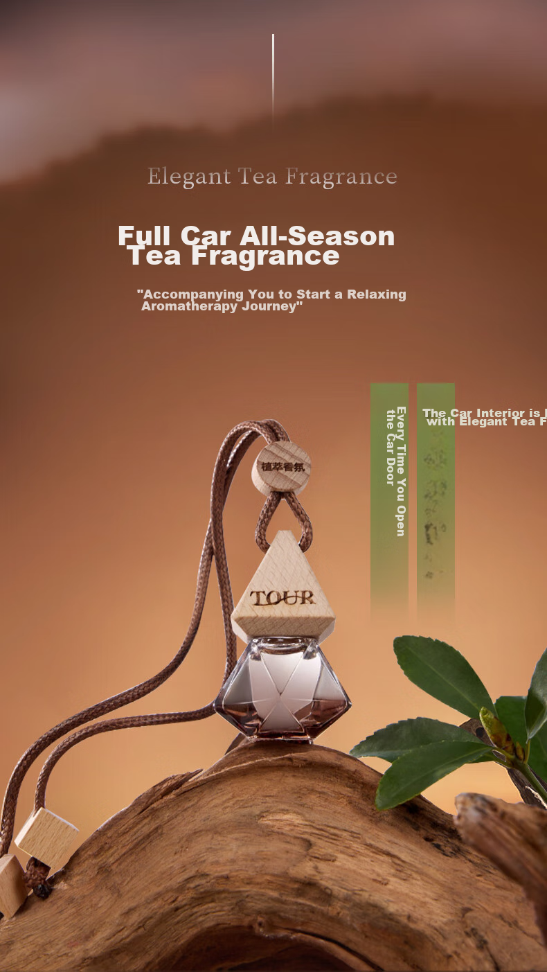 GuOKai All-Season Zen Tea Car Air Freshener Pendant for Rearview Mirror, Odor Eliminator, Luxurious Car Interior Fragrance, Long-Lasting Scent 8