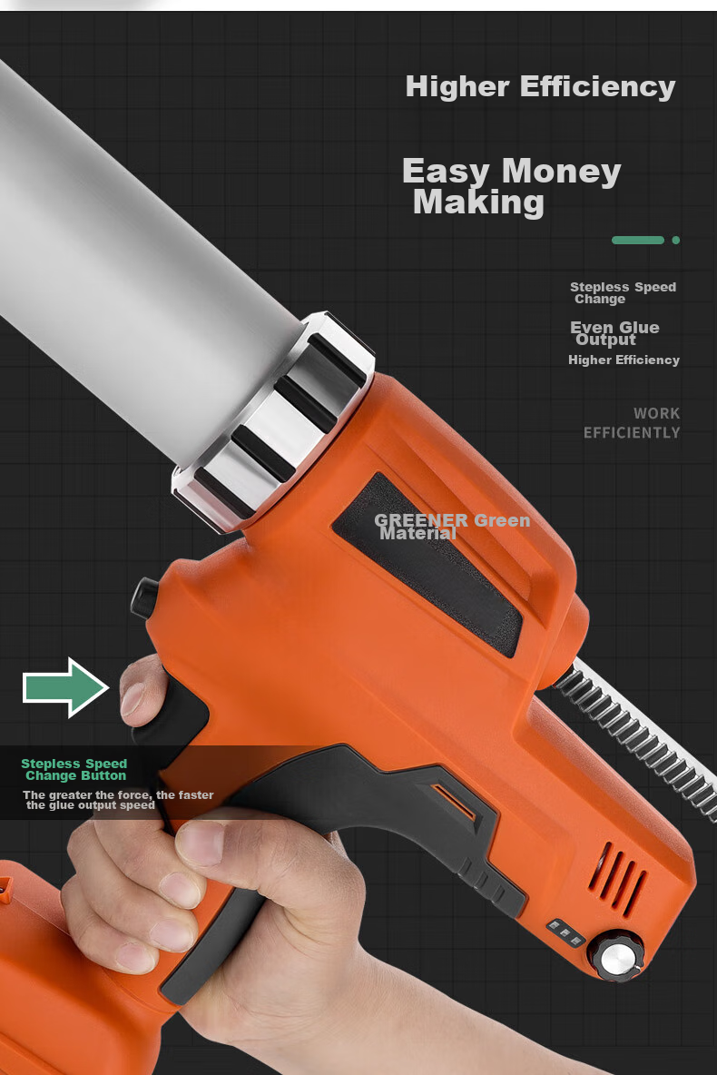 GREENER Lithium Battery Caulking Gun, Universal Labor-Saving Automatic Retraction, Large Capacity Tile Grouting Tool, 21V One Battery And Charger 5
