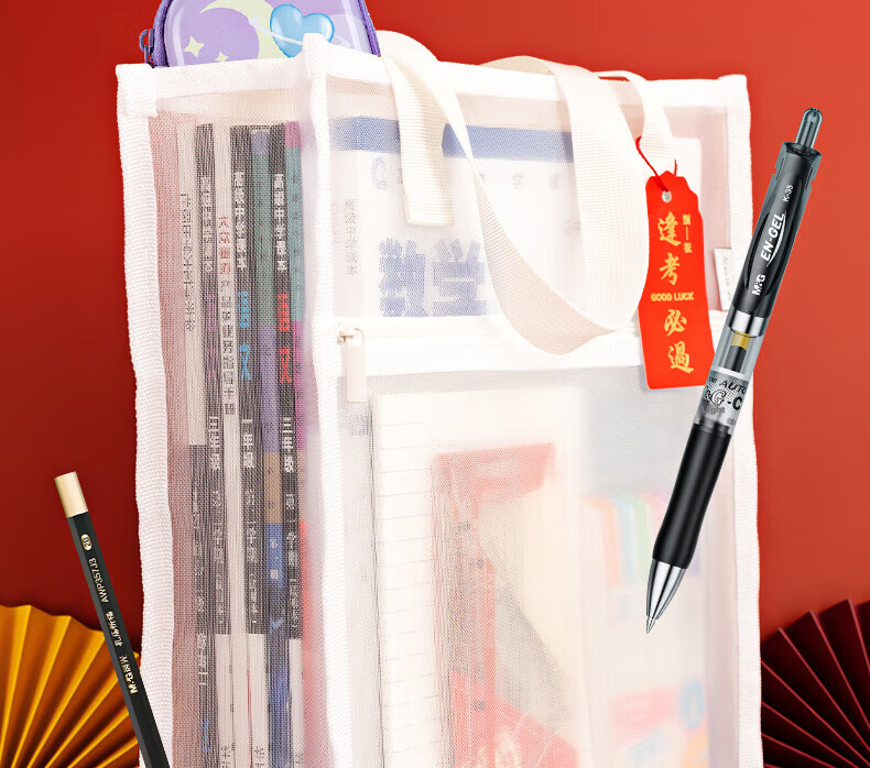 M&G Tutoring Bag, Double-Layer Mesh, Large Capacity, Multifunctional Handbag, Art Storage Bag, for Postgraduate Entrance Exam And Civil Service Exam, Book Carrier AGW910D3, 1 Piece 12