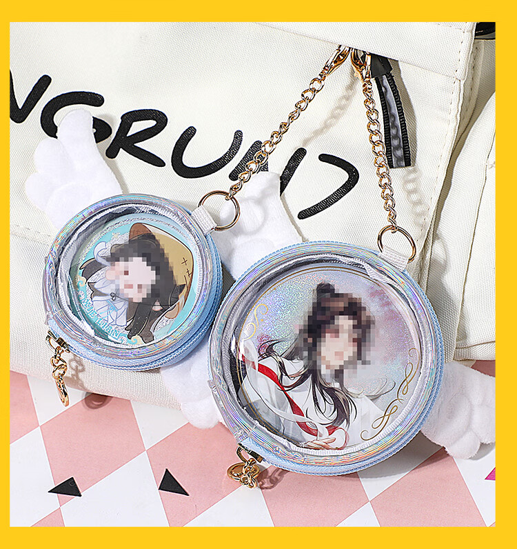 GuangBo Angel Badge Protective Cover Pendant, Anime Display, Outdoor Bag Badge Storage Case, White, Compatible with Two 77mm And Below Badges CR92500-W 6