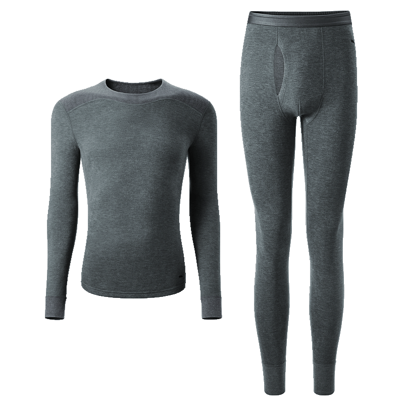 Beneunder Men's Thermal Fleece-Lined Thickened Autumn Winter Windproof Warm Underwear Set