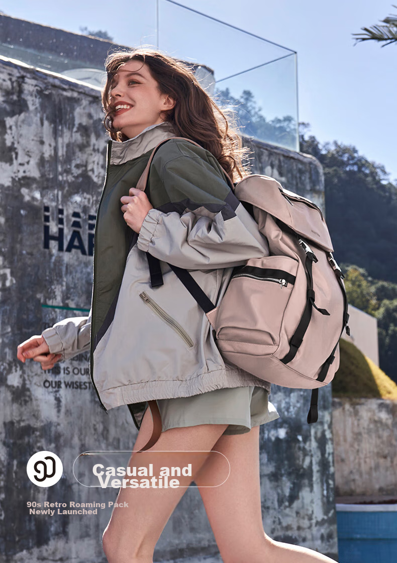 90Fen Casual Sports Backpack, Retro Large Capacity Travel Fitness Lightweight Backpack for Men And Women, Black 1