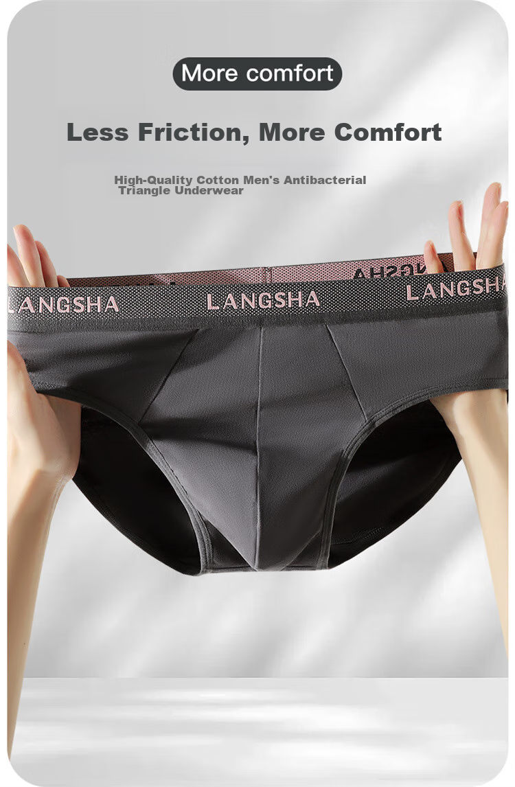 LangSha Men's Underwear, Triangle Briefs, 5A Antibacterial, Breathable, Large Size, Youth Male Shorts 2