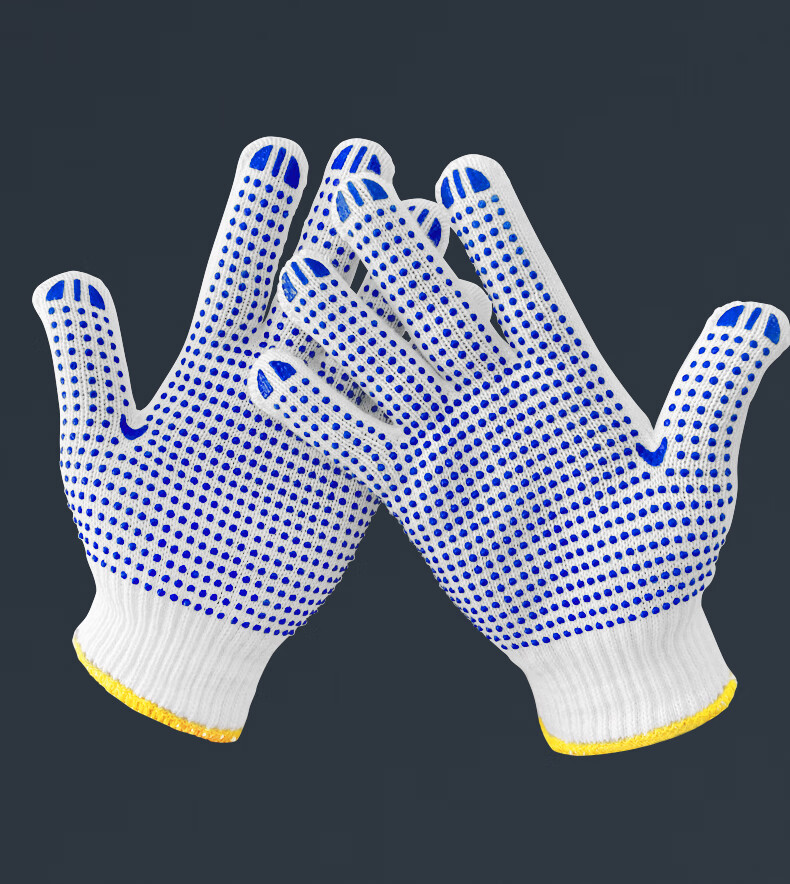 Shengfang Labor Protection Gloves, Dotted Gloves, Coated Anti-Slip Wear-Resistant Thread Gloves, Factory Construction Work Gloves, 600 Grams, Blue Dotted, 24 Pairs 11