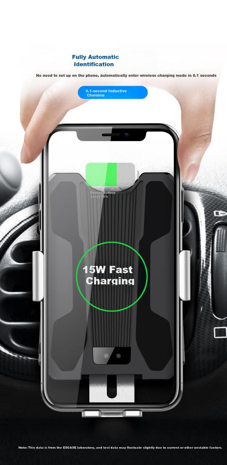 ESCASE Car Wireless Charging Dock, Fast Charging Car Air Vent Mount, Compatible with Apple 15 And Xiaomi 14 Phones 5