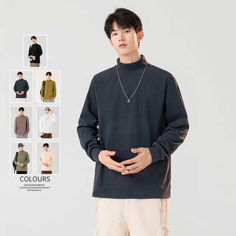 Mianzhi Men's Winter Warm Thicker Base Layer Half Turtleneck Long Sleeve T-Shirt Gray 2XL
