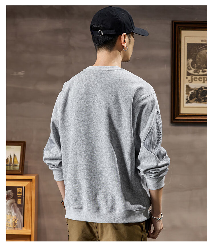 JEEP 2026 Spring And Autumn Loose Comfortable Men's Sweatshirt, Casual Sports Top, Round Neck Long-Sleeve Pullover Sweatshirt for Me 12