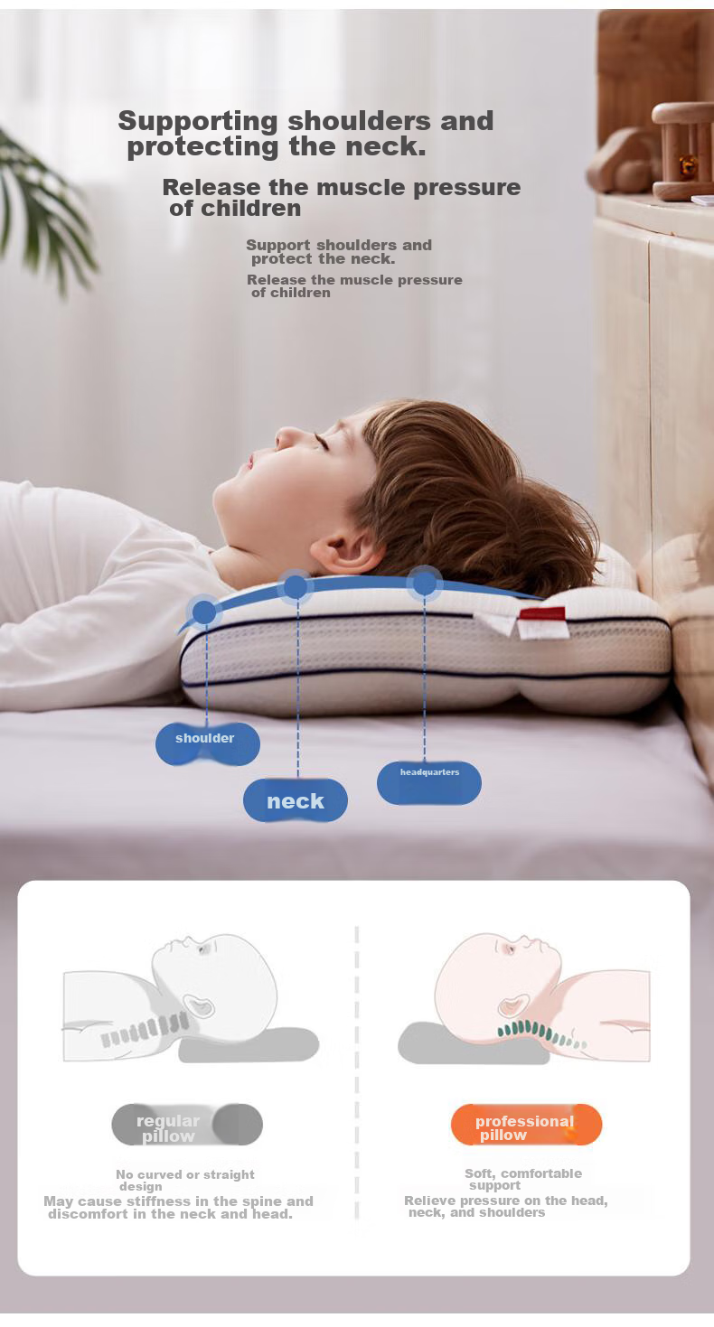BOBDOG Children's Pillow for 6 Months to 6+ Years, Baby and Toddler Neck Support Pillow, Pink H1 7