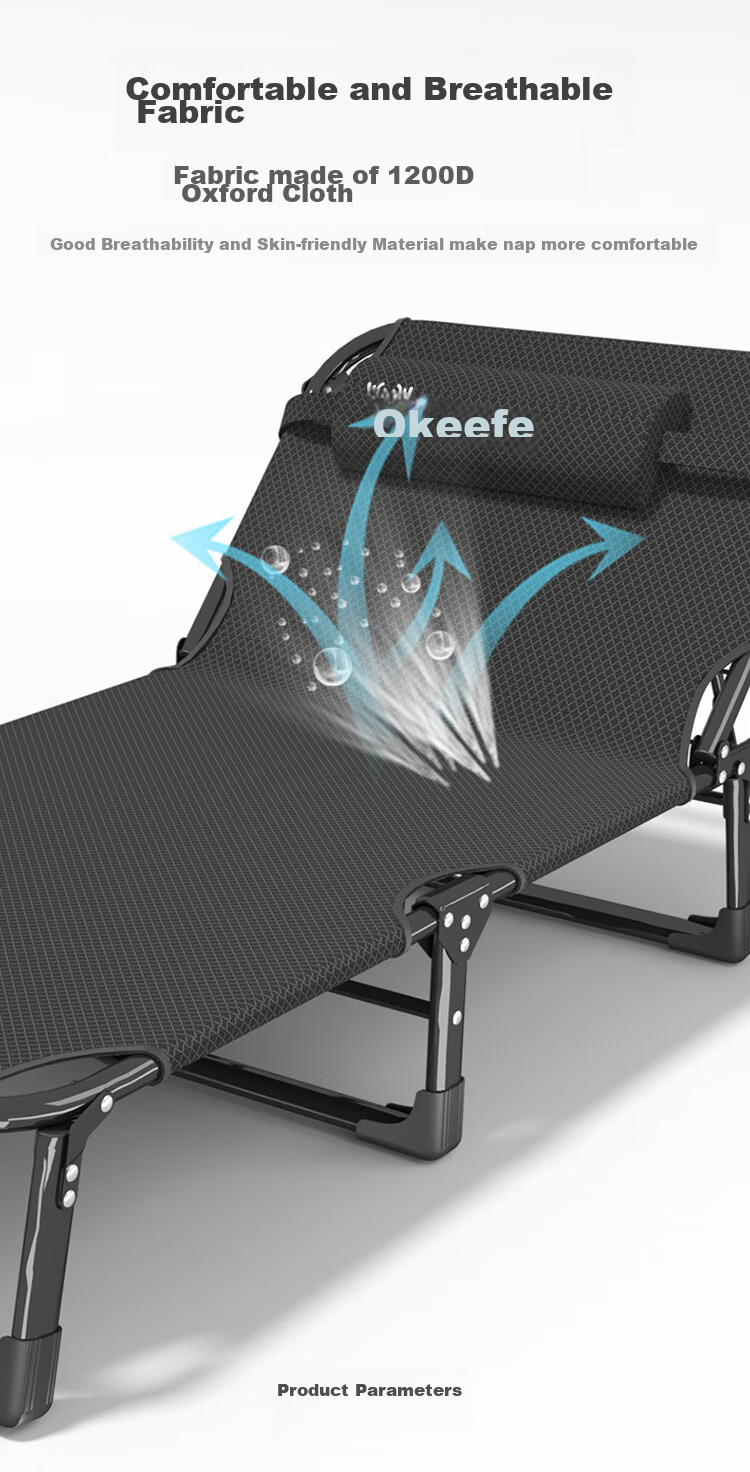 OKeefe Folding Bed Lounger Single Bed Office Simple Nap Bed Companion Care Bed Camp Bed with Thickened Cotton Pad 9