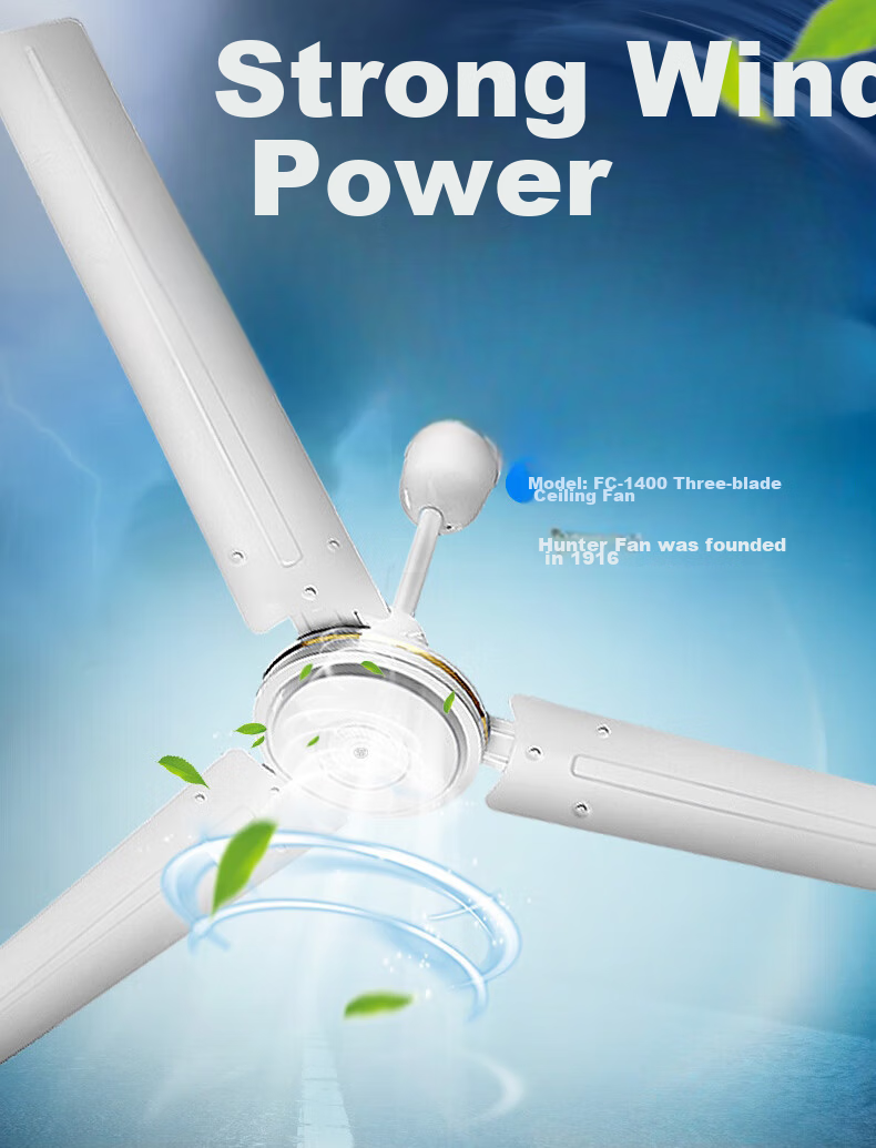 Wahson Ceiling Fan / Electric Fan / High-Power Dormitory Factory Rooftop Fan / Industrial Fan / Living Room Kitchen Dining Room Home Fan AC Fixed Frequency Fan 1.4 Meters FC-1400 1