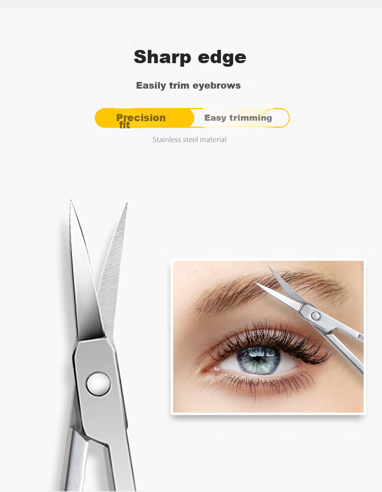 UPLUS Stainless Steel Eyebrow Trimmer, Small Scissors, Makeup Scissors, Curved Tip Eyebrow Trimmer, Beauty Scissors, Eyebrow Shaper 3