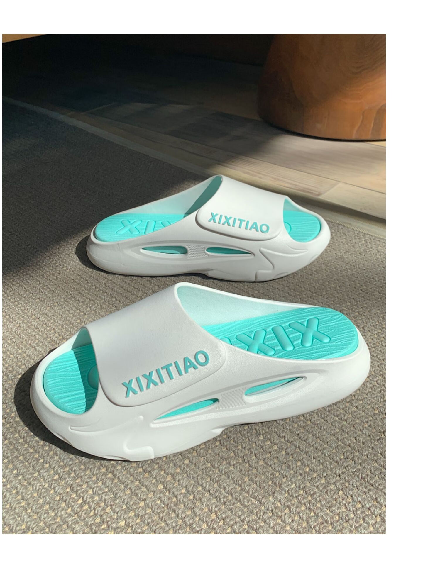 XIXITIAO Summer Trendy Fashion Slippers for Women And Men, Indoor Outdoor Wear, Sports Non-Slip Soft Sole Sandals, Lake Blue, Size 44-45 26