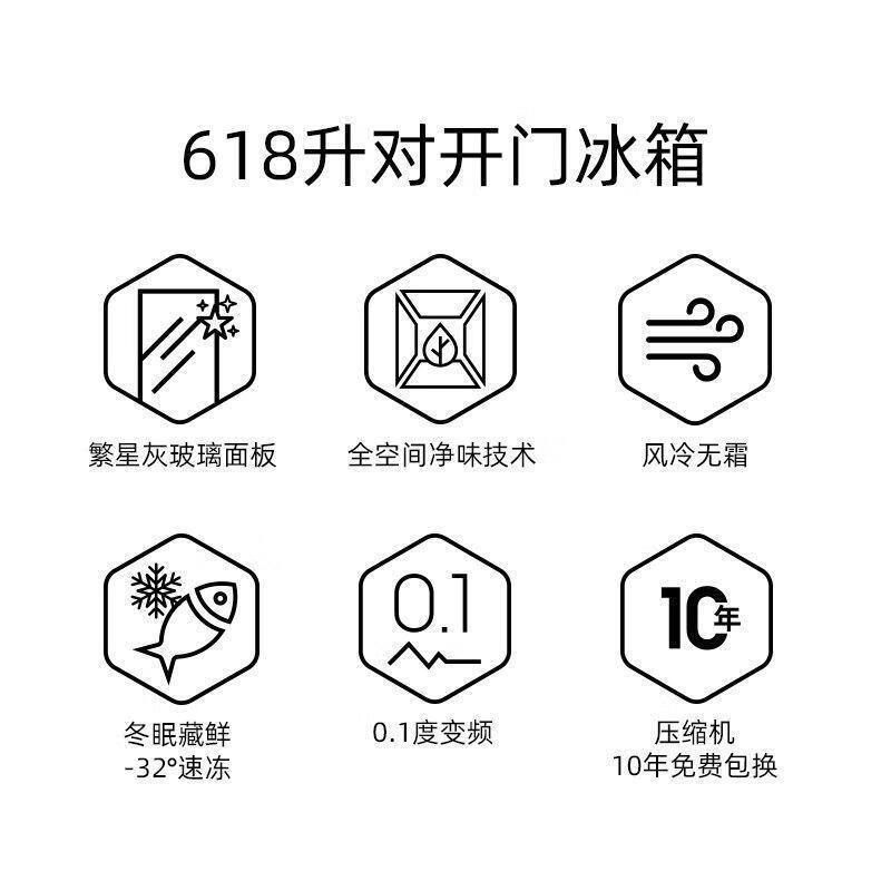 美菱BCD-618WPBTZ嵌入式新款对开门风冷无霜变频节能繁星灰
