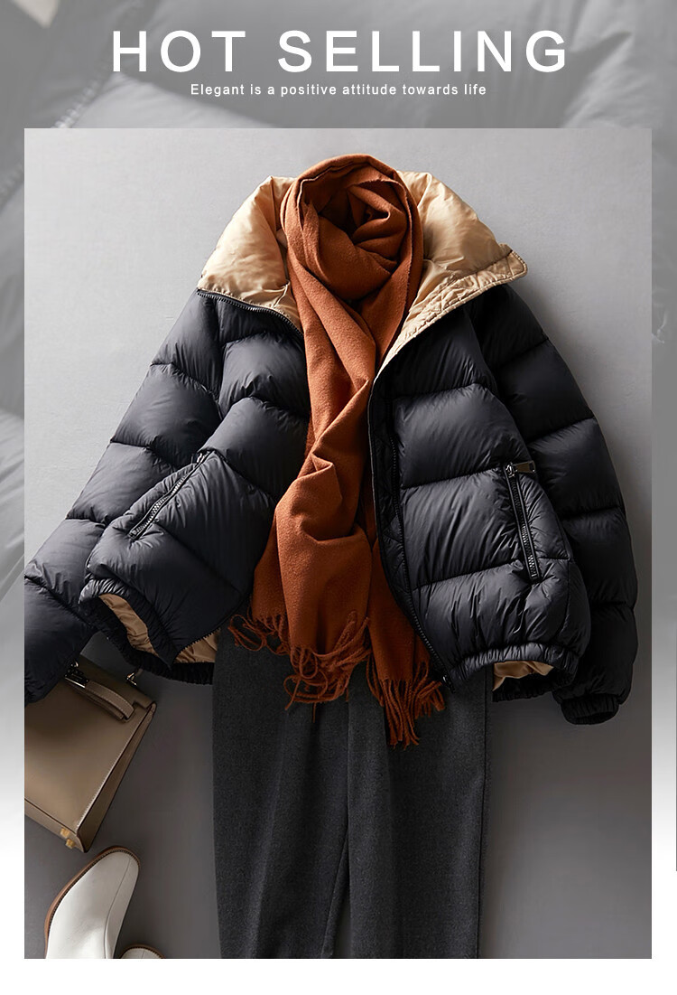 Dme [90% Down Thickened Fluffy Puffer Jacket] New Winter Style Stand Collar Cocoon-Shaped Petite Short Black down Coat for Wome 1