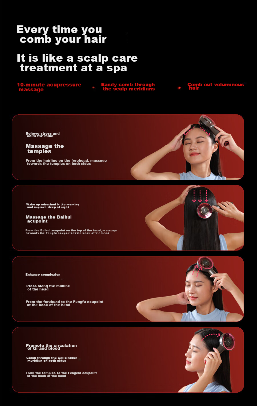 Breo [Mid-Autumn Festival Gift Top] Scalp3 Scalp Massage Comb, Black Kneading Massage, Stress Relief Hair Care Comb, Red Light Comb, Scalp Massager, Mid-Autumn Festival Gift for Elders 22