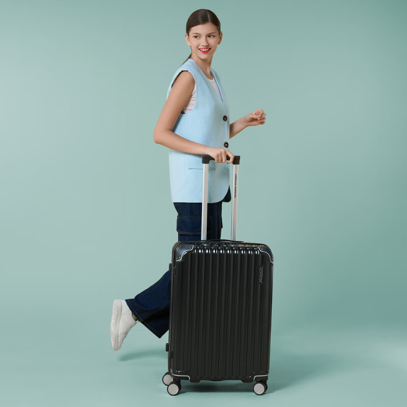 AMERICAN TOURISTER Luggage, 28-Inch Trolley Suitcase, Large Capacity Travel Case, Business-Style High-Quality Student Password Lock Suitcase, NL7 Black