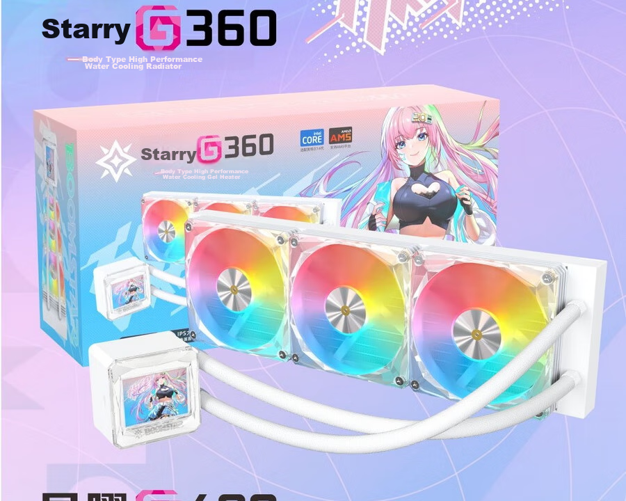 GALAXY Starry G360S All-in-One CPU Liquid Cooler (2.4-inch Custom IPS Screen / Exclusive Software / High-Performance Pump / Multi-Platform Support) 30