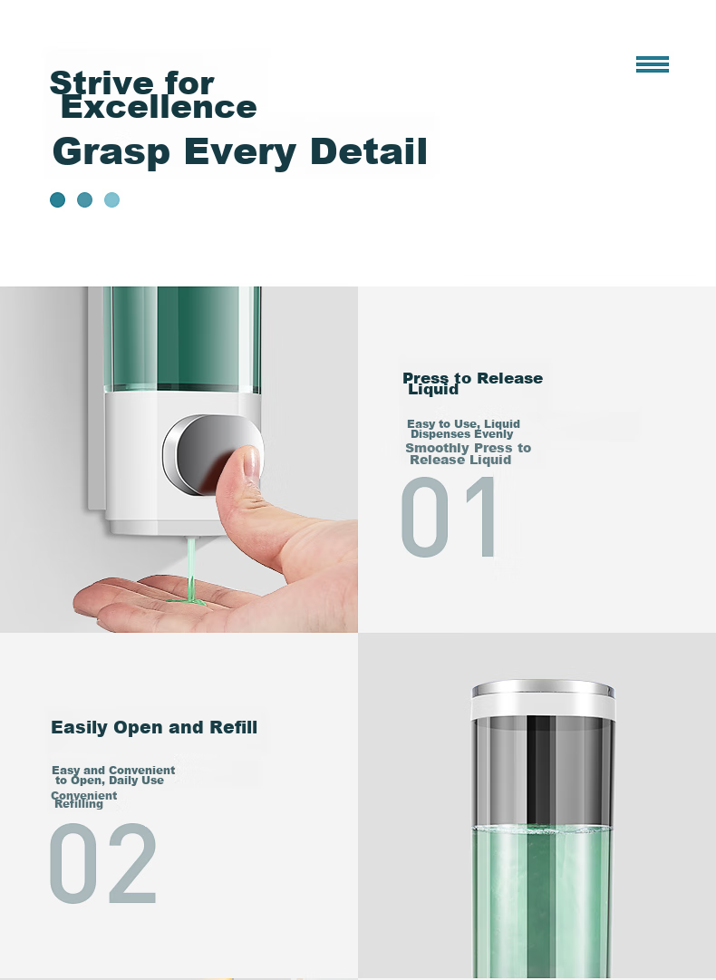 MODUN M-9010 Dual-Head Hotel Bathroom Wall-Mounted Manual Large Capacity Soap Dispenser, Shower Gel Dispenser, Hand Soap Dispenser 9