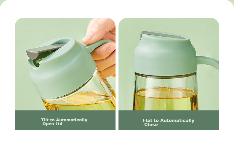 Chuida Huang Kitchen Household Glass Oil Dispenser Transparent High Borosilicate Glass Oil Bottle 600ML 3