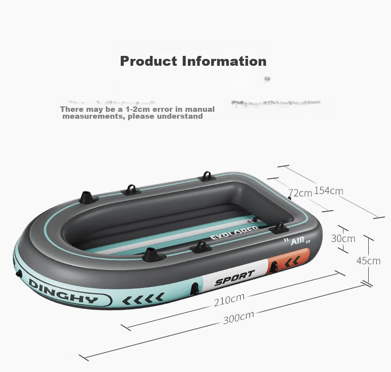ASORAIN 4-Person Warrior Inflatable Kayak Fishing Lure Boat Thickened Rubber Dinghy Assault Air Cushion Fishing Camping Boat 12