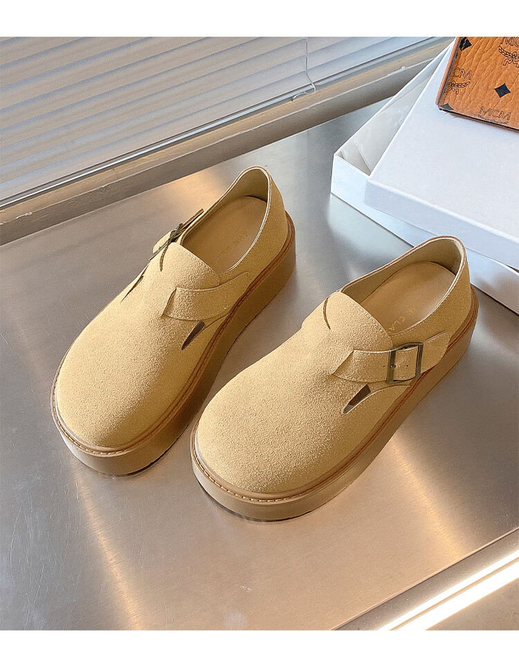 ZHR Bokeng Women's Shoes, Spring And Autumn Thick-Soled Heightening Casual Slip-On Loafers, JF98, Apricot Color, Size 40 16